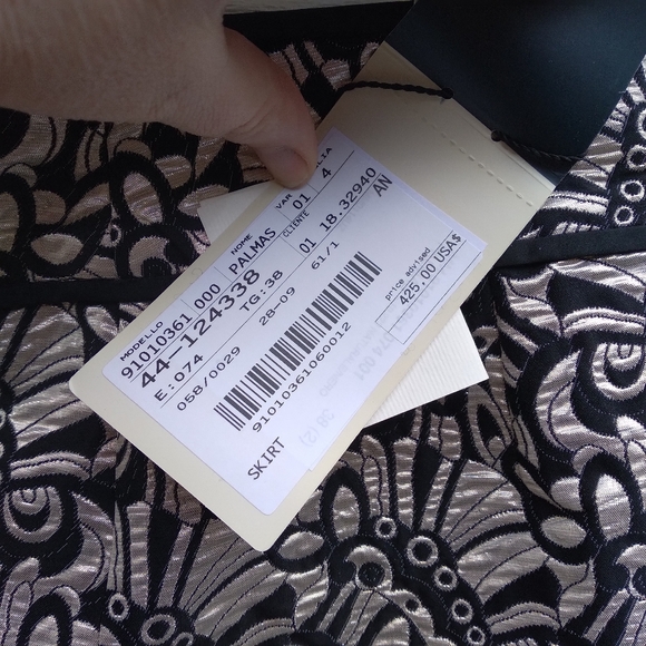 'S MaxMara Sz 4 Silver Black Skirt Palmas - Picture 7 of 8